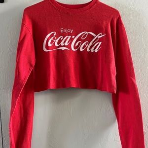 Coca Cola red long sleeved crop top sweater (unknown likely S)